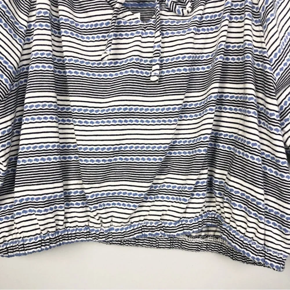 MADEWELL | NEW Jacquard Keyhole Cropped Top Tranquil Ocean Stripe Women’s Medium